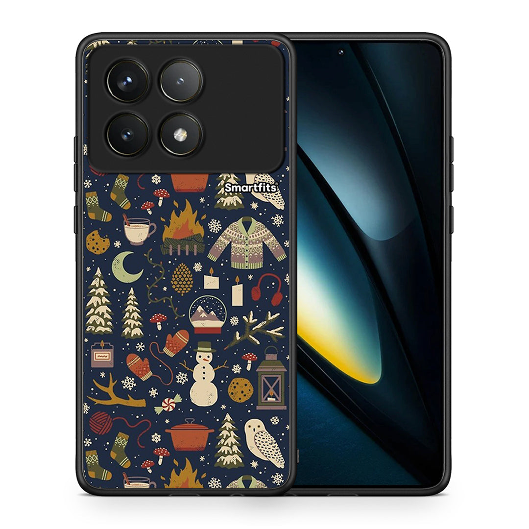 Θήκη Xiaomi Poco F6 Pro 5G Christmas Elements από τη Smartfits με σχέδιο στο πίσω μέρος και μαύρο περίβλημα | Xiaomi Poco F6 Pro 5G Christmas Elements case with colorful back and black bezels