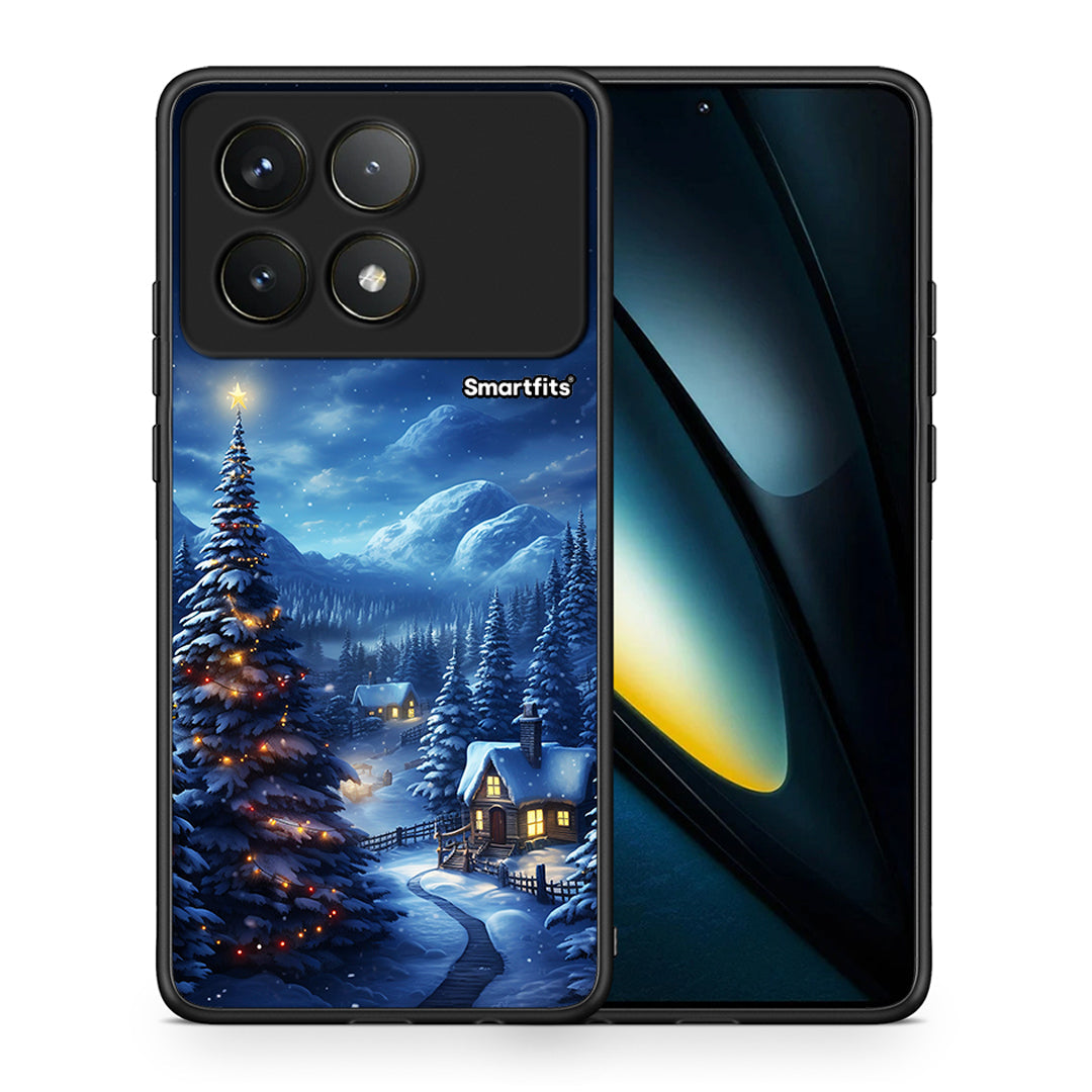 Θήκη Xiaomi Poco F6 Pro 5G Christmas Scenery από τη Smartfits με σχέδιο στο πίσω μέρος και μαύρο περίβλημα | Xiaomi Poco F6 Pro 5G Christmas Scenery case with colorful back and black bezels