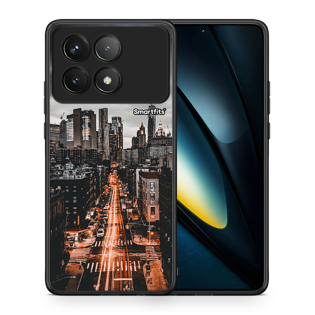 Θήκη Xiaomi Poco F6 Pro 5G City Lights από τη Smartfits με σχέδιο στο πίσω μέρος και μαύρο περίβλημα | Xiaomi Poco F6 Pro 5G City Lights case with colorful back and black bezels