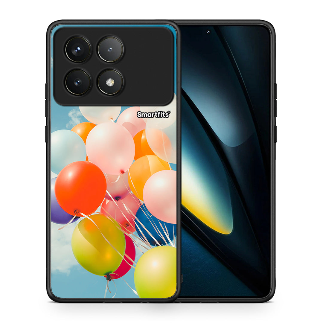 Θήκη Xiaomi Poco F6 Pro 5G Colorful Balloons από τη Smartfits με σχέδιο στο πίσω μέρος και μαύρο περίβλημα | Xiaomi Poco F6 Pro 5G Colorful Balloons case with colorful back and black bezels