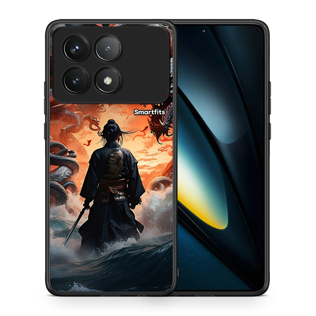 Θήκη Xiaomi Poco F6 Pro 5G Dragons Fight από τη Smartfits με σχέδιο στο πίσω μέρος και μαύρο περίβλημα | Xiaomi Poco F6 Pro 5G Dragons Fight case with colorful back and black bezels