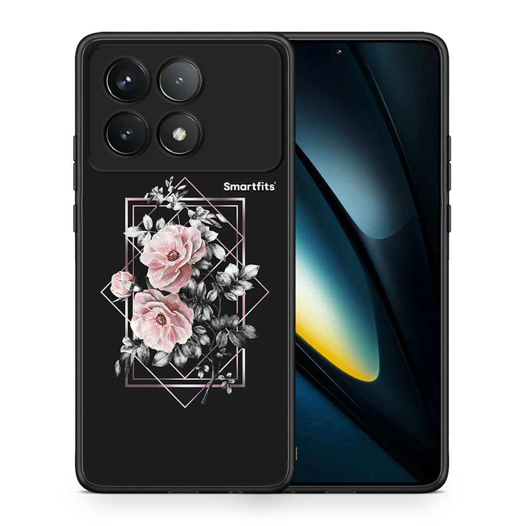 Θήκη Xiaomi Poco F6 Pro 5G Frame Flower από τη Smartfits με σχέδιο στο πίσω μέρος και μαύρο περίβλημα | Xiaomi Poco F6 Pro 5G Frame Flower case with colorful back and black bezels