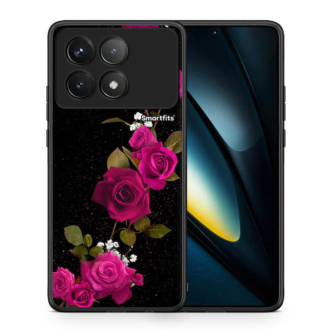 Θήκη Xiaomi Poco F6 Pro 5G Red Roses Flower από τη Smartfits με σχέδιο στο πίσω μέρος και μαύρο περίβλημα | Xiaomi Poco F6 Pro 5G Red Roses Flower case with colorful back and black bezels