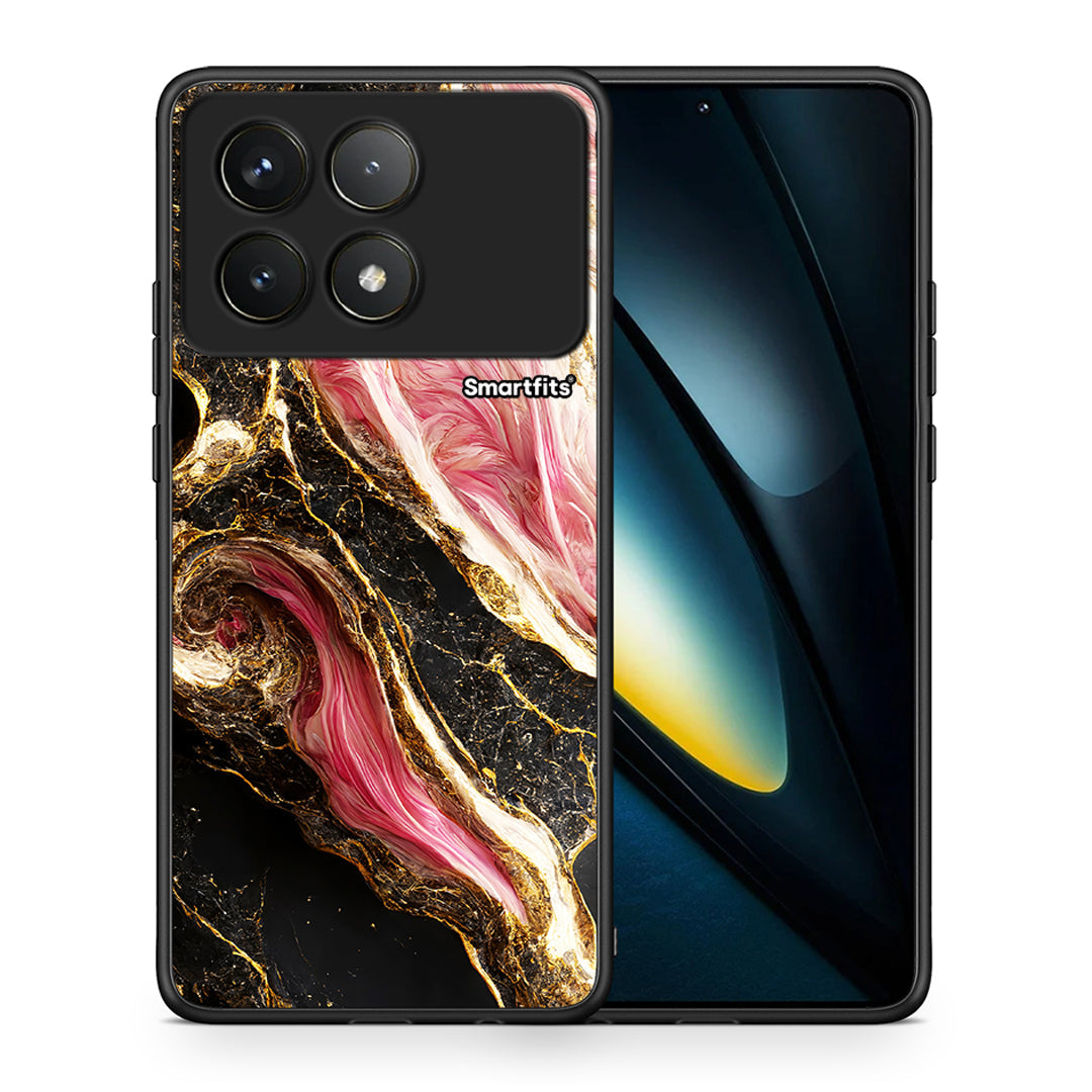 Θήκη Xiaomi Poco F6 Pro 5G Glamorous Pink Marble από τη Smartfits με σχέδιο στο πίσω μέρος και μαύρο περίβλημα | Xiaomi Poco F6 Pro 5G Glamorous Pink Marble case with colorful back and black bezels