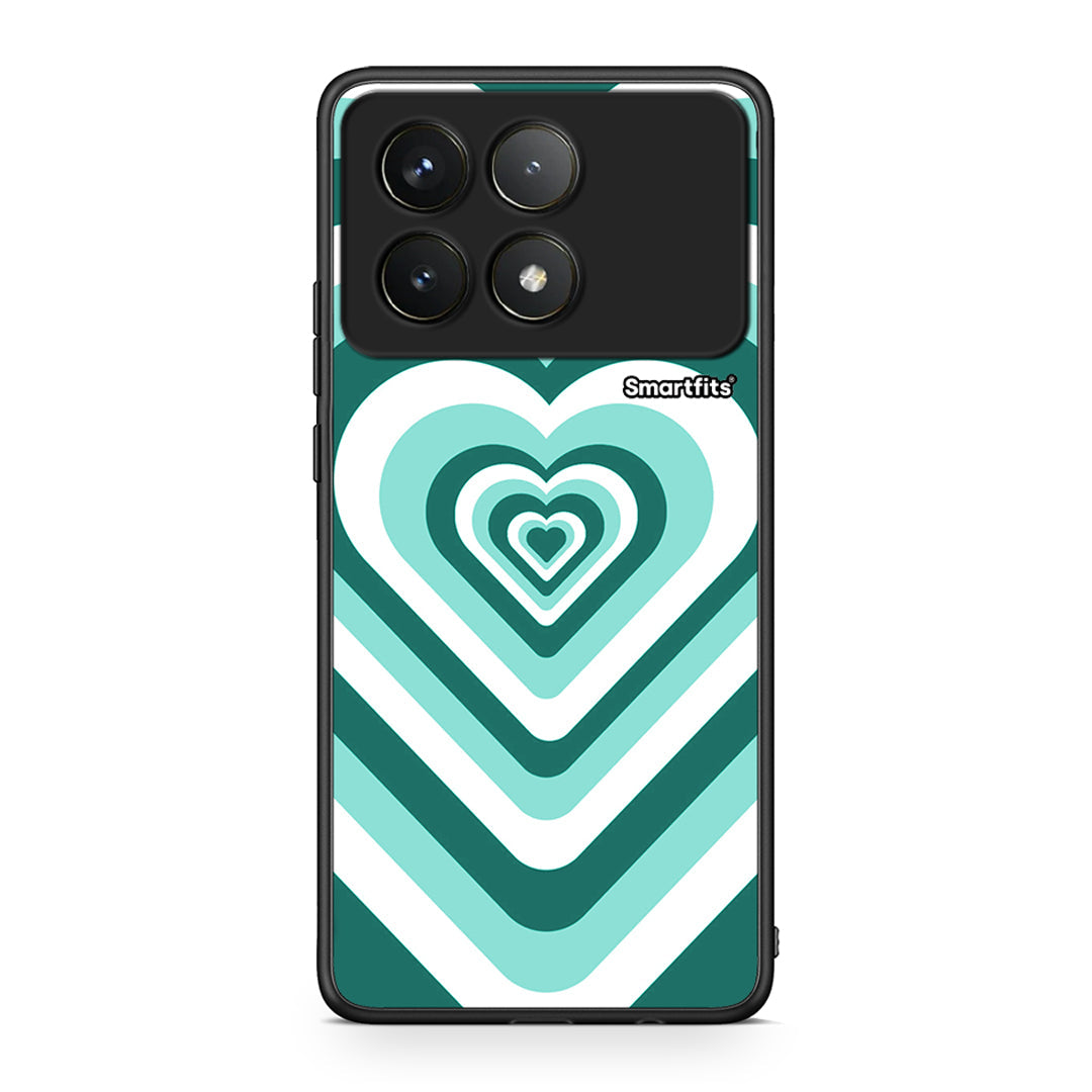 Xiaomi Poco F6 Pro 5G Green Hearts θήκη από τη Smartfits με σχέδιο στο πίσω μέρος και μαύρο περίβλημα | Smartphone case with colorful back and black bezels by Smartfits