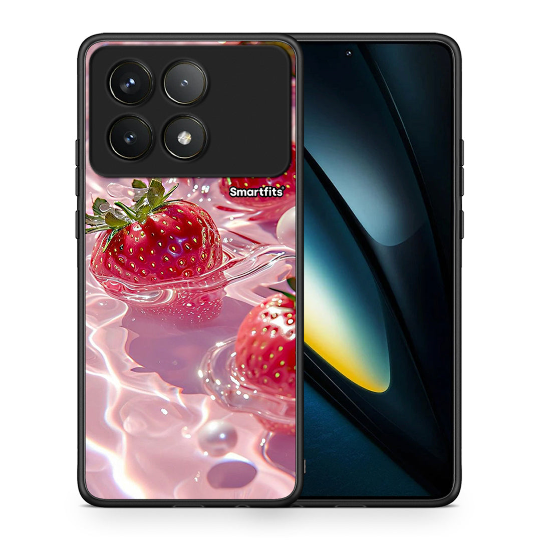 Θήκη Xiaomi Poco F6 Pro 5G Juicy Strawberries από τη Smartfits με σχέδιο στο πίσω μέρος και μαύρο περίβλημα | Xiaomi Poco F6 Pro 5G Juicy Strawberries case with colorful back and black bezels