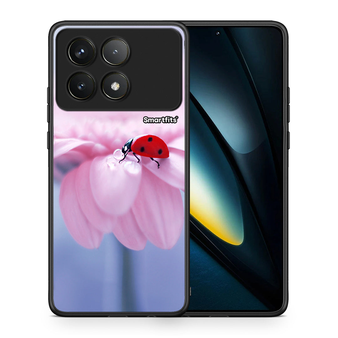 Θήκη Xiaomi Poco F6 Pro 5G Ladybug Flower από τη Smartfits με σχέδιο στο πίσω μέρος και μαύρο περίβλημα | Xiaomi Poco F6 Pro 5G Ladybug Flower case with colorful back and black bezels