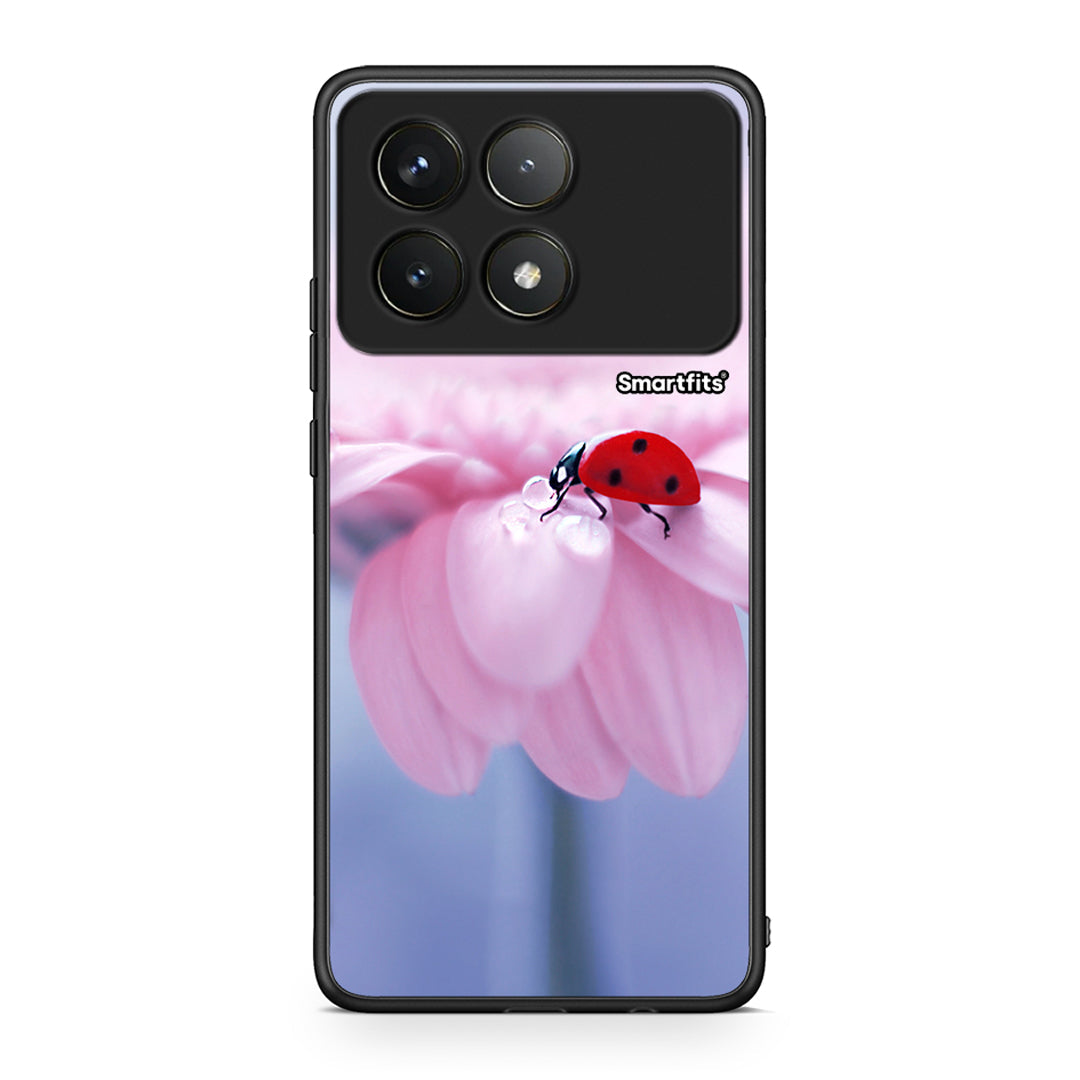 Xiaomi Poco F6 Pro 5G Ladybug Flower θήκη από τη Smartfits με σχέδιο στο πίσω μέρος και μαύρο περίβλημα | Smartphone case with colorful back and black bezels by Smartfits