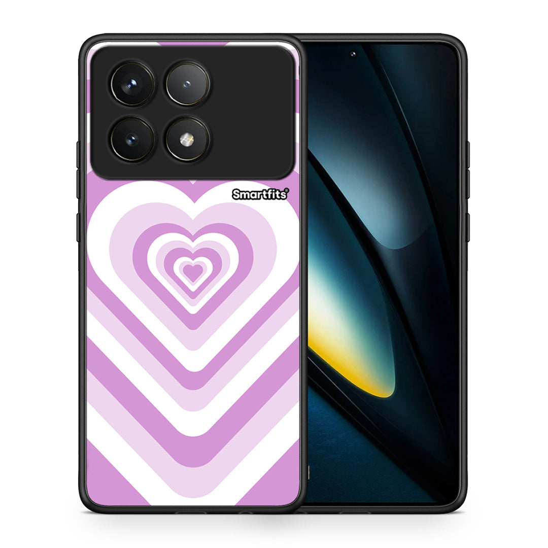 Θήκη Xiaomi Poco F6 Pro 5G Lilac Hearts από τη Smartfits με σχέδιο στο πίσω μέρος και μαύρο περίβλημα | Xiaomi Poco F6 Pro 5G Lilac Hearts case with colorful back and black bezels