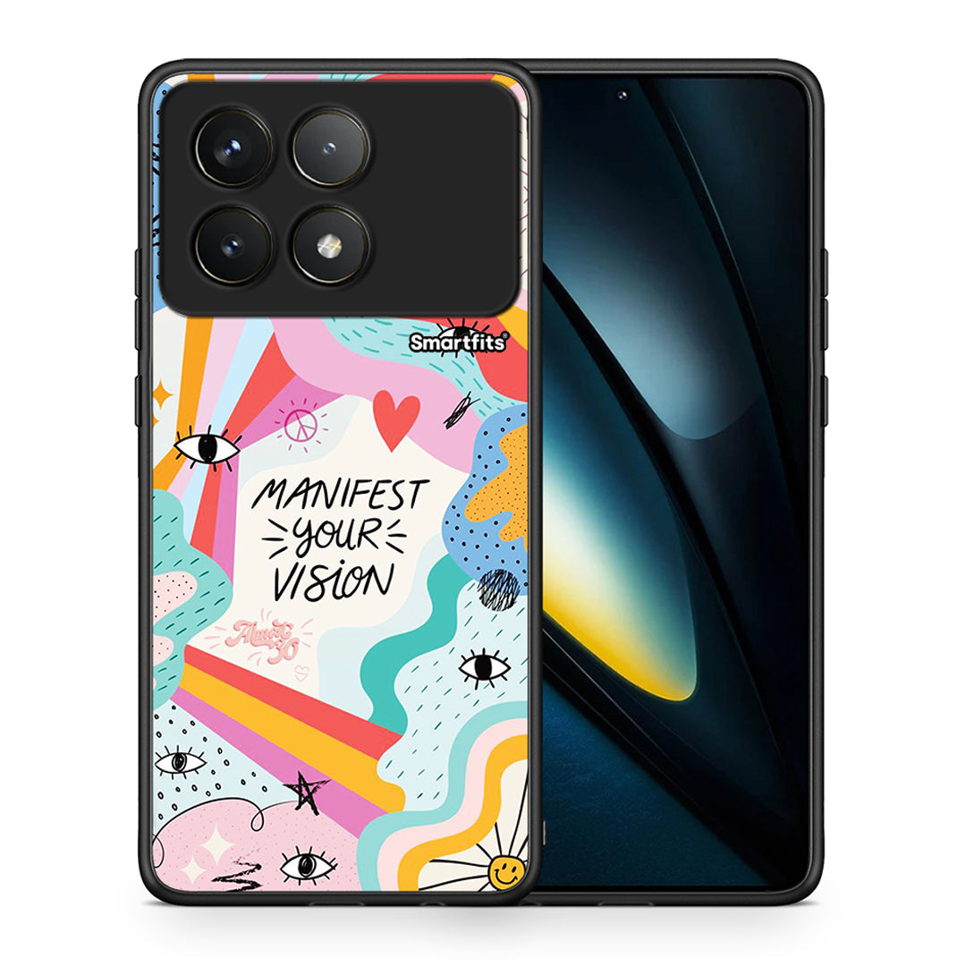 Θήκη Xiaomi Poco F6 Pro 5G Manifest Your Vision από τη Smartfits με σχέδιο στο πίσω μέρος και μαύρο περίβλημα | Xiaomi Poco F6 Pro 5G Manifest Your Vision case with colorful back and black bezels