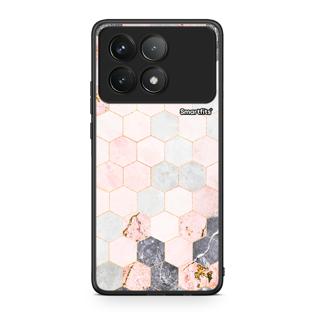 4 - Xiaomi Poco F6 Pro 5G Hexagon Pink Marble case, cover, bumper