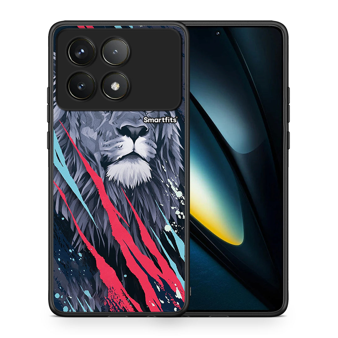 Θήκη Xiaomi Poco F6 Pro 5G Lion Designer PopArt από τη Smartfits με σχέδιο στο πίσω μέρος και μαύρο περίβλημα | Xiaomi Poco F6 Pro 5G Lion Designer PopArt case with colorful back and black bezels