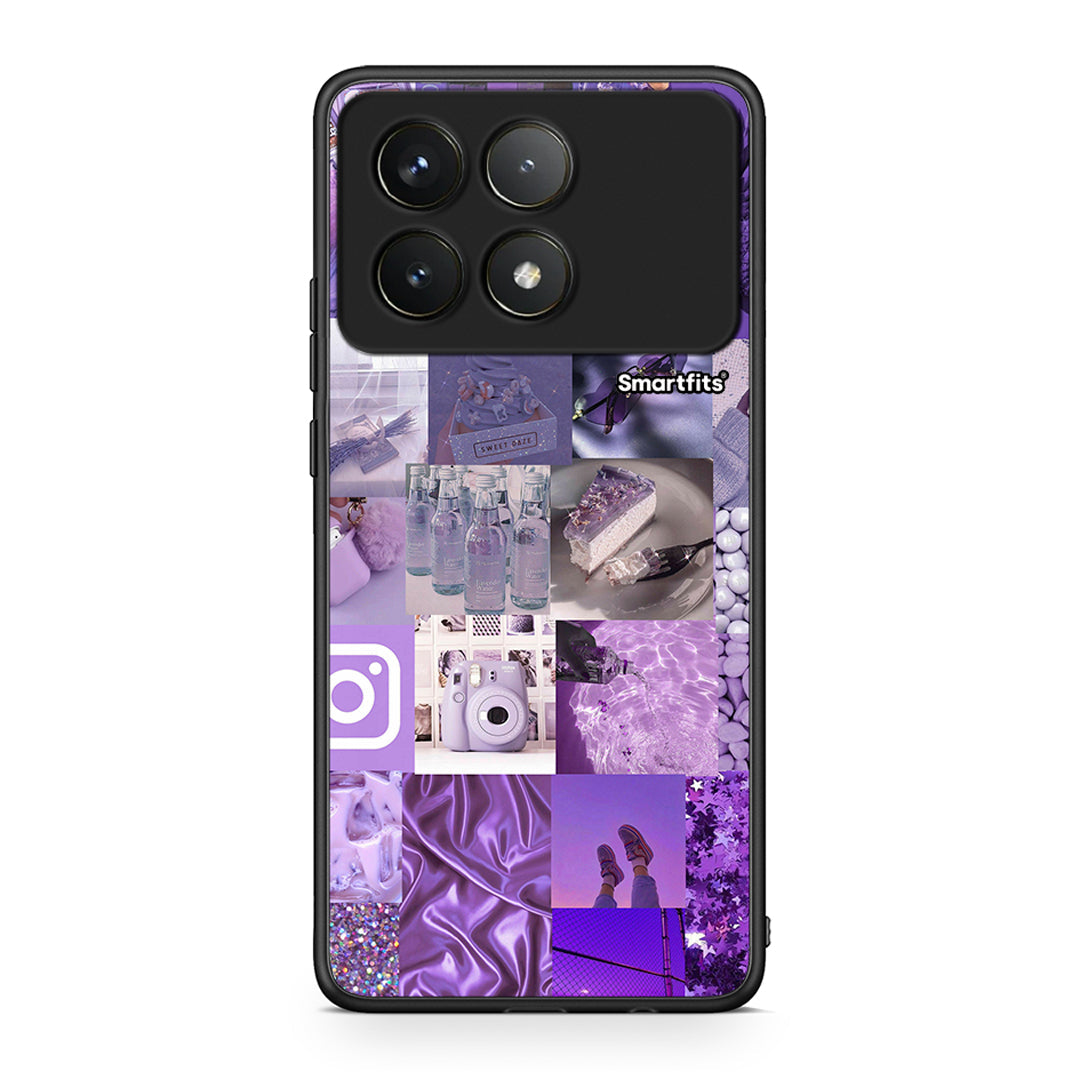 Xiaomi Poco F6 Pro 5G Purple Aesthetic Collage θήκη από τη Smartfits με σχέδιο στο πίσω μέρος και μαύρο περίβλημα | Smartphone case with colorful back and black bezels by Smartfits