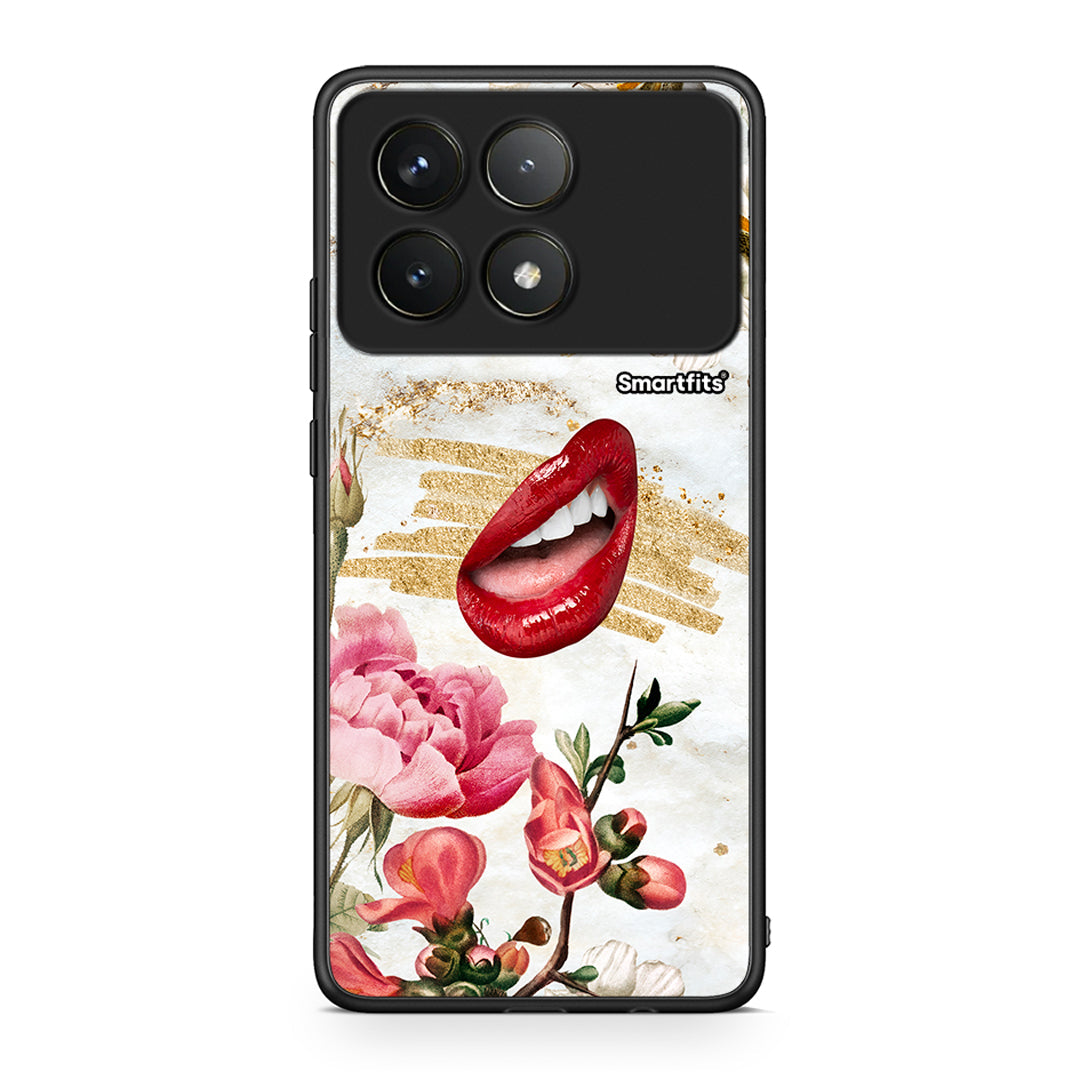 Xiaomi Poco F6 Pro 5G Red Lips θήκη από τη Smartfits με σχέδιο στο πίσω μέρος και μαύρο περίβλημα | Smartphone case with colorful back and black bezels by Smartfits