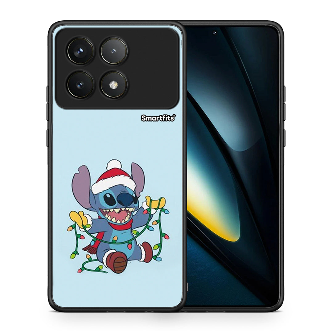 Θήκη Xiaomi Poco F6 Pro 5G Santa Stich από τη Smartfits με σχέδιο στο πίσω μέρος και μαύρο περίβλημα | Xiaomi Poco F6 Pro 5G Santa Stich case with colorful back and black bezels