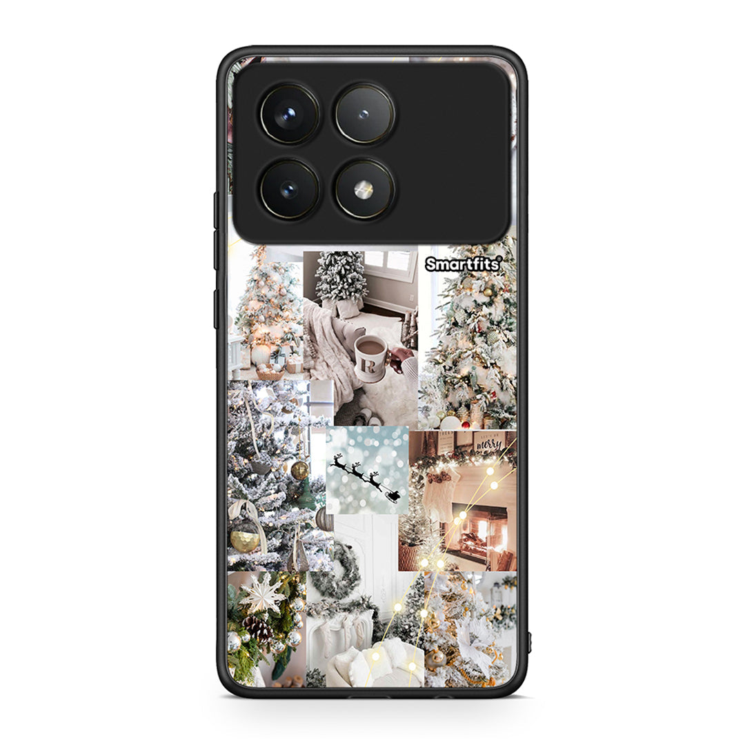 Xiaomi Poco F6 Pro 5G White Christmas θήκη από τη Smartfits με σχέδιο στο πίσω μέρος και μαύρο περίβλημα | Smartphone case with colorful back and black bezels by Smartfits