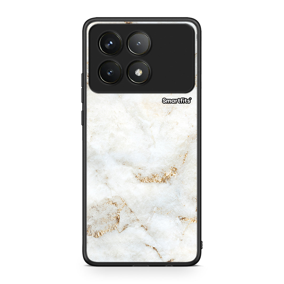 Xiaomi Poco F6 Pro 5G White Gold Marble θήκη από τη Smartfits με σχέδιο στο πίσω μέρος και μαύρο περίβλημα | Smartphone case with colorful back and black bezels by Smartfits