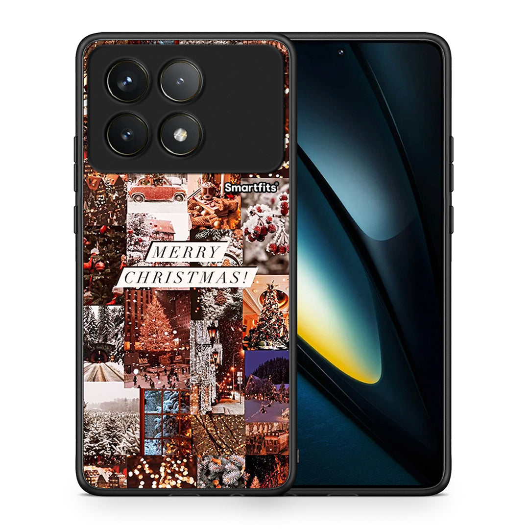 Θήκη Xiaomi Poco F6 Pro 5G Xmas Collage από τη Smartfits με σχέδιο στο πίσω μέρος και μαύρο περίβλημα | Xiaomi Poco F6 Pro 5G Xmas Collage case with colorful back and black bezels