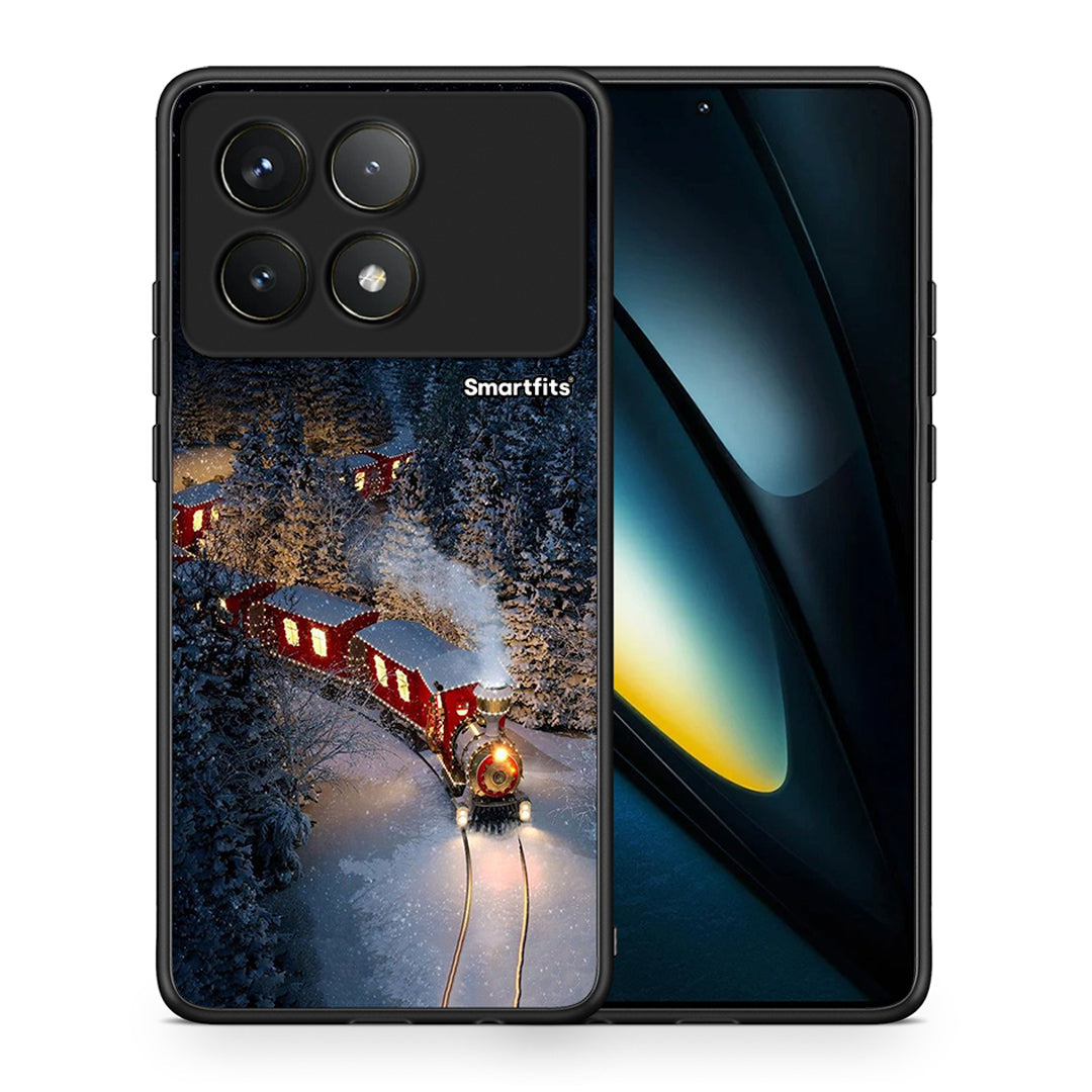 Θήκη Xiaomi Poco F6 Pro 5G Xmas Train από τη Smartfits με σχέδιο στο πίσω μέρος και μαύρο περίβλημα | Xiaomi Poco F6 Pro 5G Xmas Train case with colorful back and black bezels