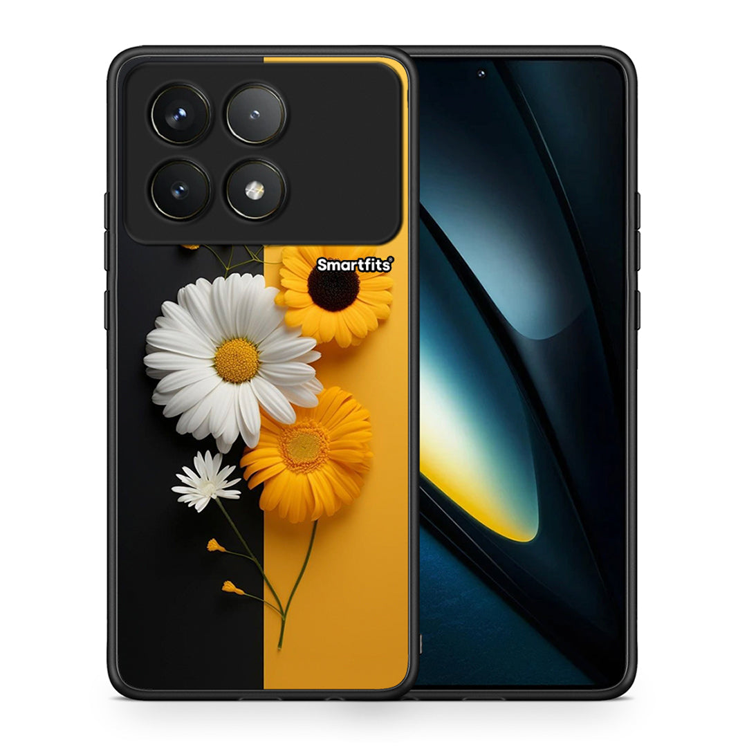 Θήκη Xiaomi Poco F6 Pro 5G Yellow Daisies από τη Smartfits με σχέδιο στο πίσω μέρος και μαύρο περίβλημα | Xiaomi Poco F6 Pro 5G Yellow Daisies case with colorful back and black bezels