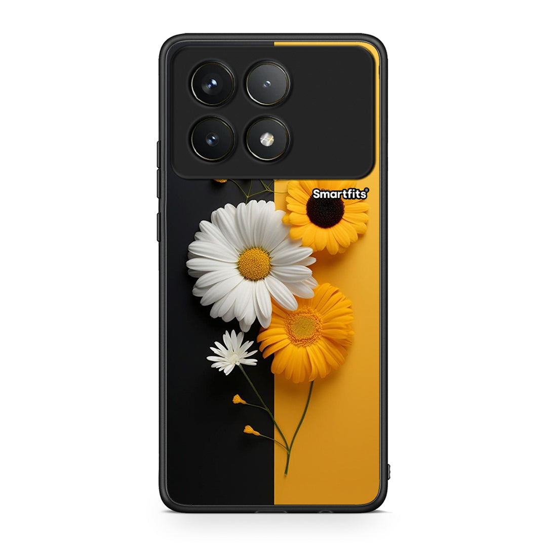 Xiaomi Poco F6 Pro 5G Yellow Daisies θήκη από τη Smartfits με σχέδιο στο πίσω μέρος και μαύρο περίβλημα | Smartphone case with colorful back and black bezels by Smartfits