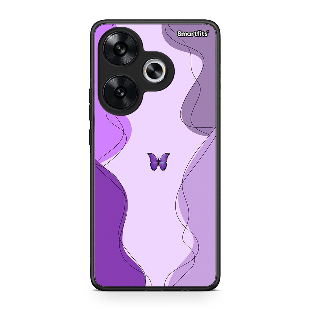 Xiaomi Poco F6 Purple Mariposa Θήκη Αγίου Βαλεντίνου από τη Smartfits με σχέδιο στο πίσω μέρος και μαύρο περίβλημα | Smartphone case with colorful back and black bezels by Smartfits