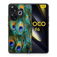 Thumbnail for Θήκη Xiaomi Poco F6 Real Peacock Feathers από τη Smartfits με σχέδιο στο πίσω μέρος και μαύρο περίβλημα | Xiaomi Poco F6 Real Peacock Feathers case with colorful back and black bezels