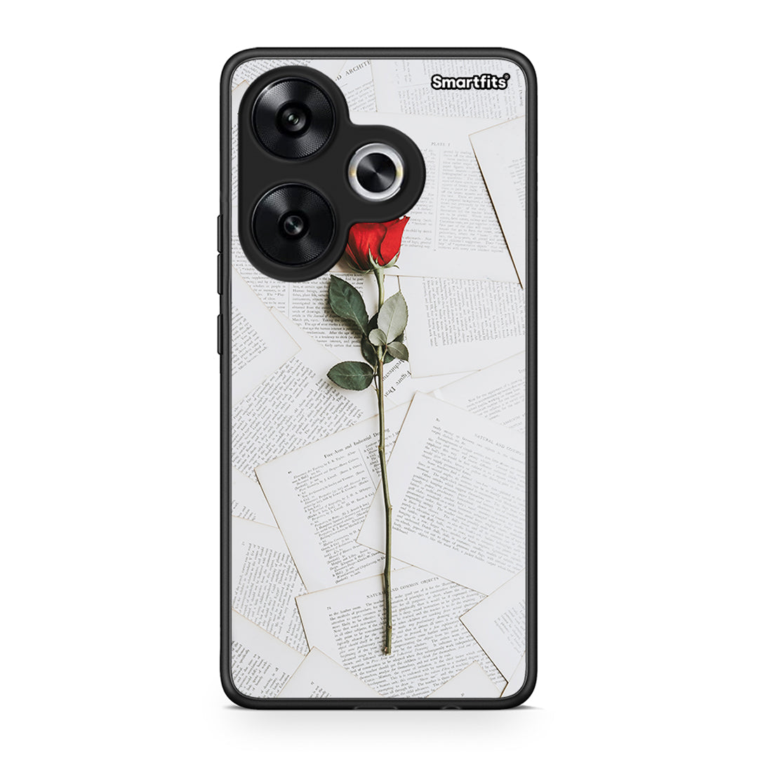 Xiaomi Poco F6 Red Rose θήκη από τη Smartfits με σχέδιο στο πίσω μέρος και μαύρο περίβλημα | Smartphone case with colorful back and black bezels by Smartfits