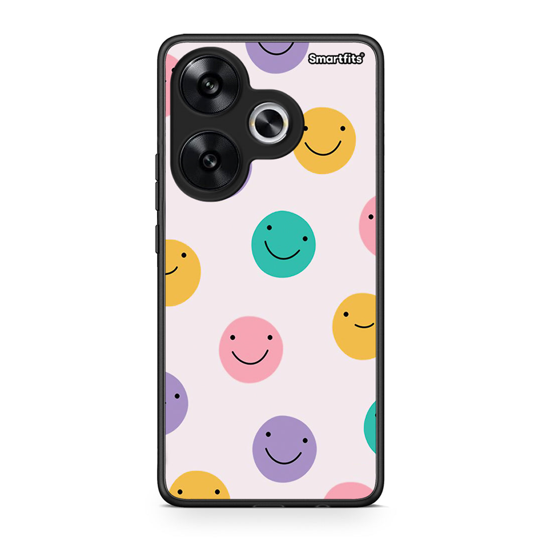 Xiaomi Poco F6 Smiley Faces θήκη από τη Smartfits με σχέδιο στο πίσω μέρος και μαύρο περίβλημα | Smartphone case with colorful back and black bezels by Smartfits