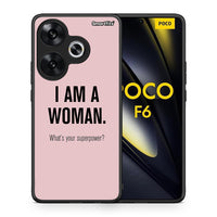 Thumbnail for Θήκη Xiaomi Poco F6 Superpower Woman από τη Smartfits με σχέδιο στο πίσω μέρος και μαύρο περίβλημα | Xiaomi Poco F6 Superpower Woman case with colorful back and black bezels