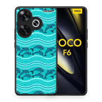 Thumbnail for Θήκη Xiaomi Poco F6 Swimming Dolphins από τη Smartfits με σχέδιο στο πίσω μέρος και μαύρο περίβλημα | Xiaomi Poco F6 Swimming Dolphins case with colorful back and black bezels