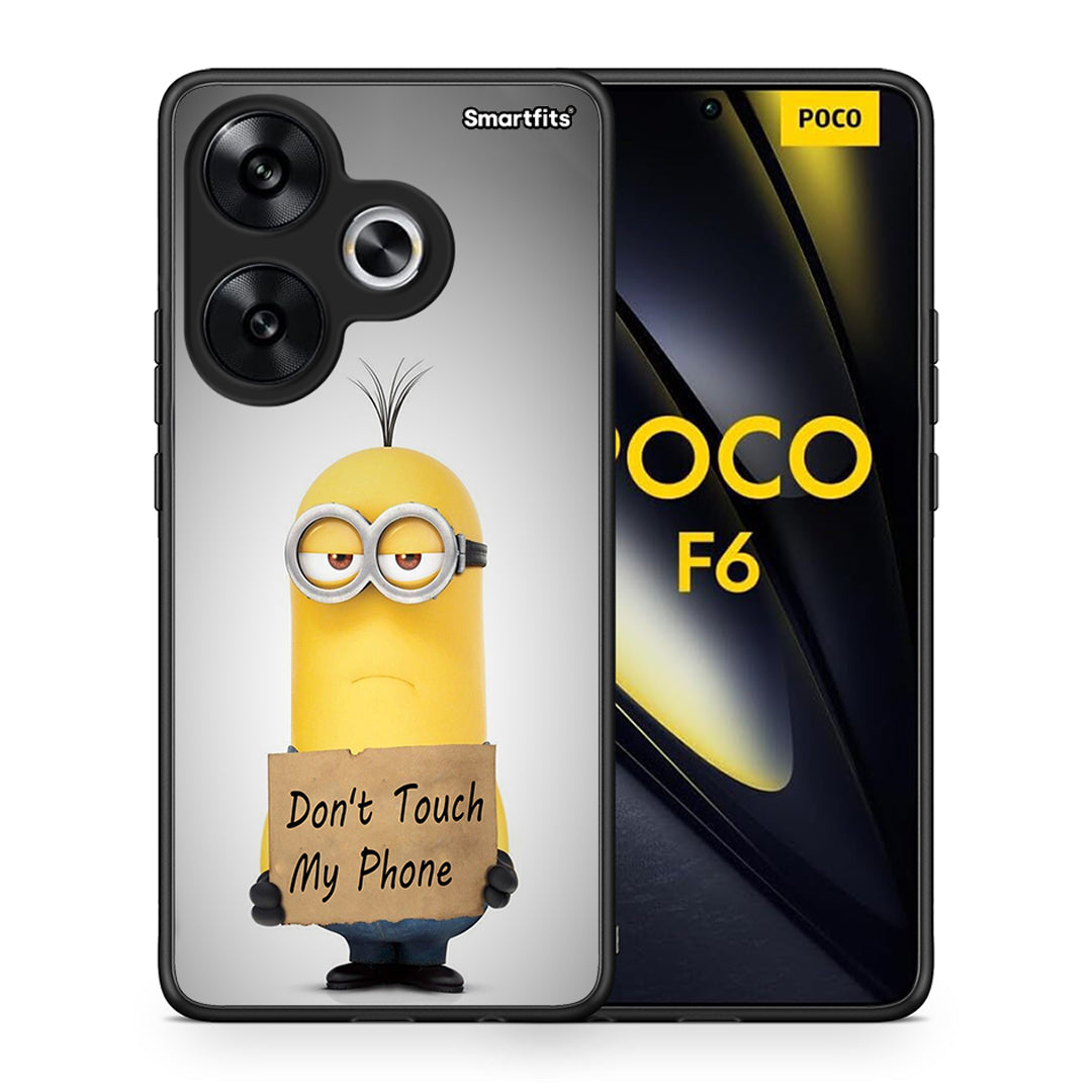 Θήκη Xiaomi Poco F6 Minion Text από τη Smartfits με σχέδιο στο πίσω μέρος και μαύρο περίβλημα | Xiaomi Poco F6 Minion Text case with colorful back and black bezels