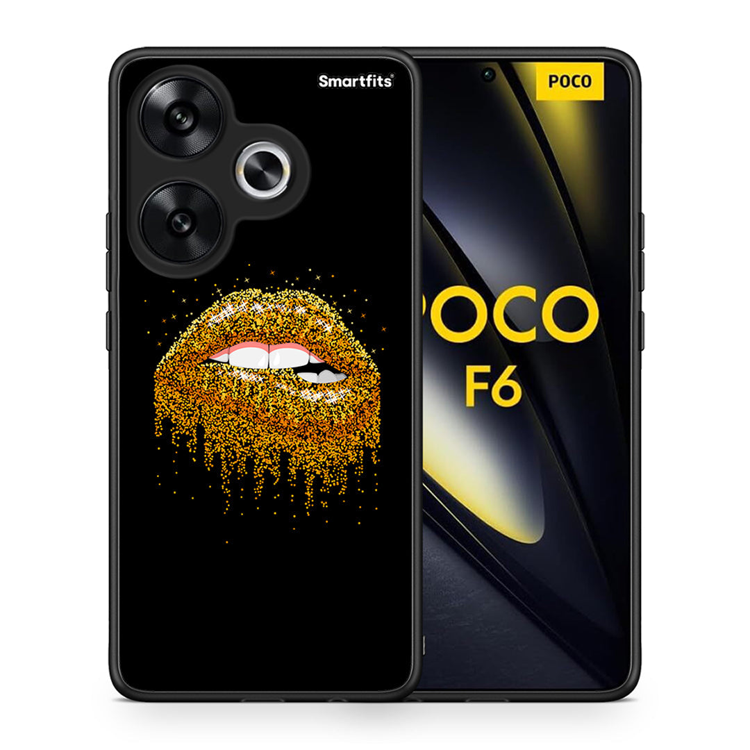 Θήκη Xiaomi Poco F6 Golden Valentine από τη Smartfits με σχέδιο στο πίσω μέρος και μαύρο περίβλημα | Xiaomi Poco F6 Golden Valentine case with colorful back and black bezels