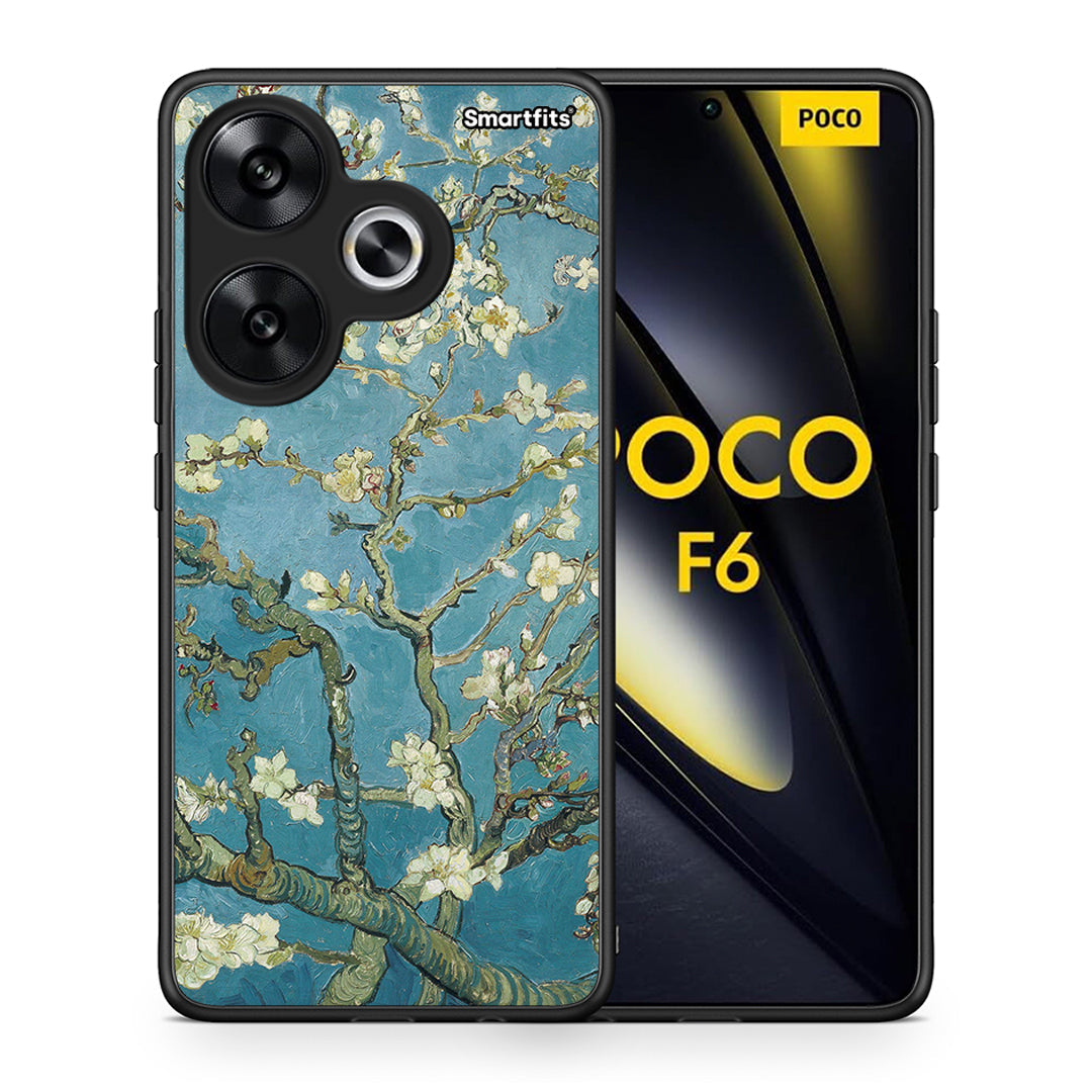 Θήκη Xiaomi Poco F6 White Blossoms από τη Smartfits με σχέδιο στο πίσω μέρος και μαύρο περίβλημα | Xiaomi Poco F6 White Blossoms case with colorful back and black bezels