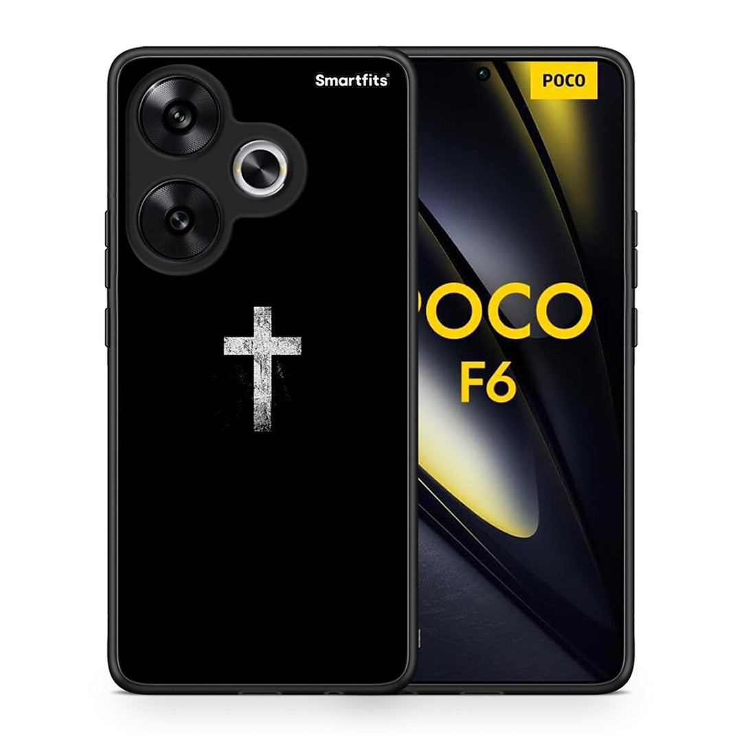 Θήκη Xiaomi Poco F6 White Cross από τη Smartfits με σχέδιο στο πίσω μέρος και μαύρο περίβλημα | Xiaomi Poco F6 White Cross case with colorful back and black bezels