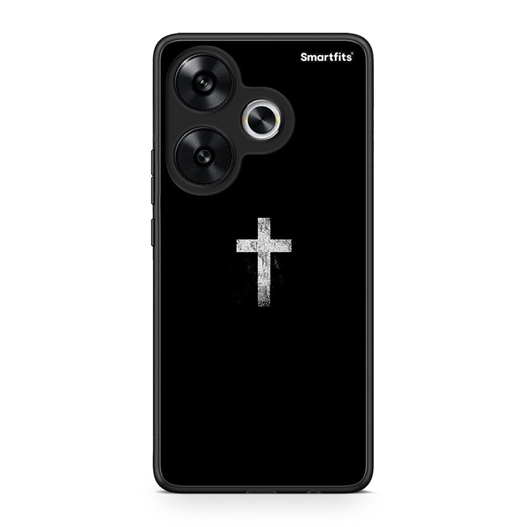 Xiaomi Poco F6 White Cross θήκη από τη Smartfits με σχέδιο στο πίσω μέρος και μαύρο περίβλημα | Smartphone case with colorful back and black bezels by Smartfits