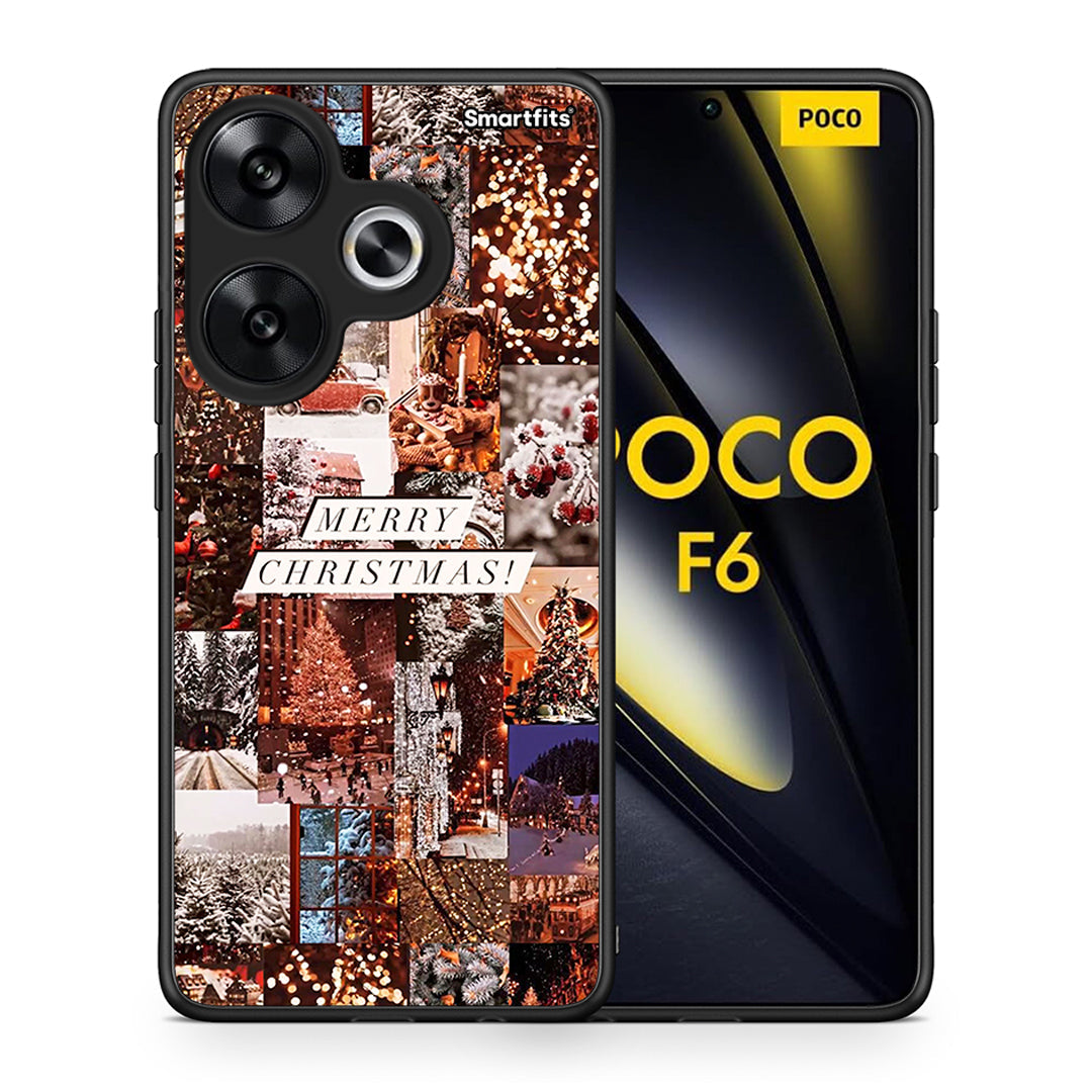 Θήκη Xiaomi Poco F6 Xmas Collage από τη Smartfits με σχέδιο στο πίσω μέρος και μαύρο περίβλημα | Xiaomi Poco F6 Xmas Collage case with colorful back and black bezels