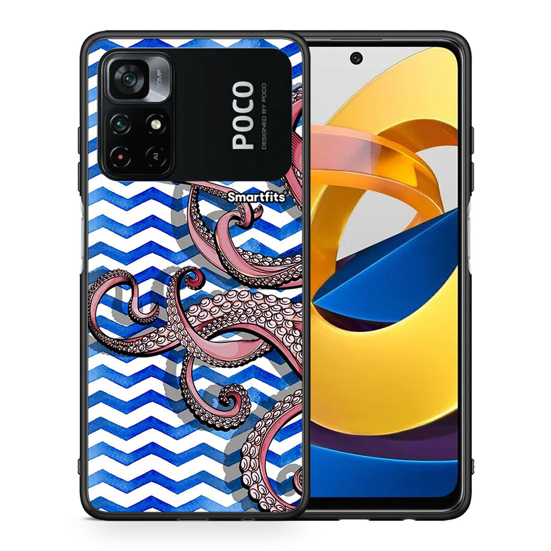 Θήκη Xiaomi Poco M4 Pro 4G Chevron Devilfish από τη Smartfits με σχέδιο στο πίσω μέρος και μαύρο περίβλημα | Xiaomi Poco M4 Pro 4G Chevron Devilfish case with colorful back and black bezels