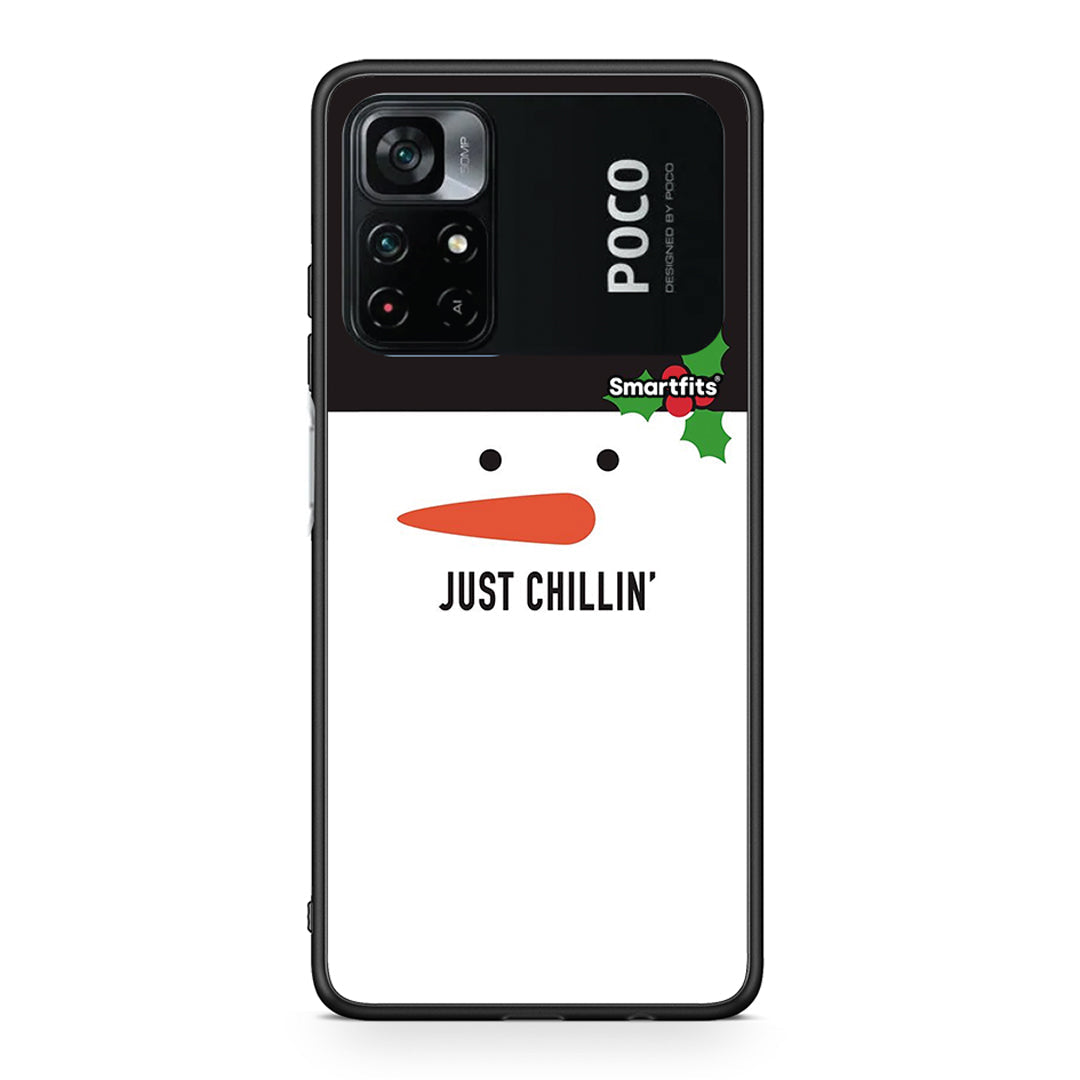 Xiaomi Poco M4 Pro 4G Christmas Chillin θήκη από τη Smartfits με σχέδιο στο πίσω μέρος και μαύρο περίβλημα | Smartphone case with colorful back and black bezels by Smartfits