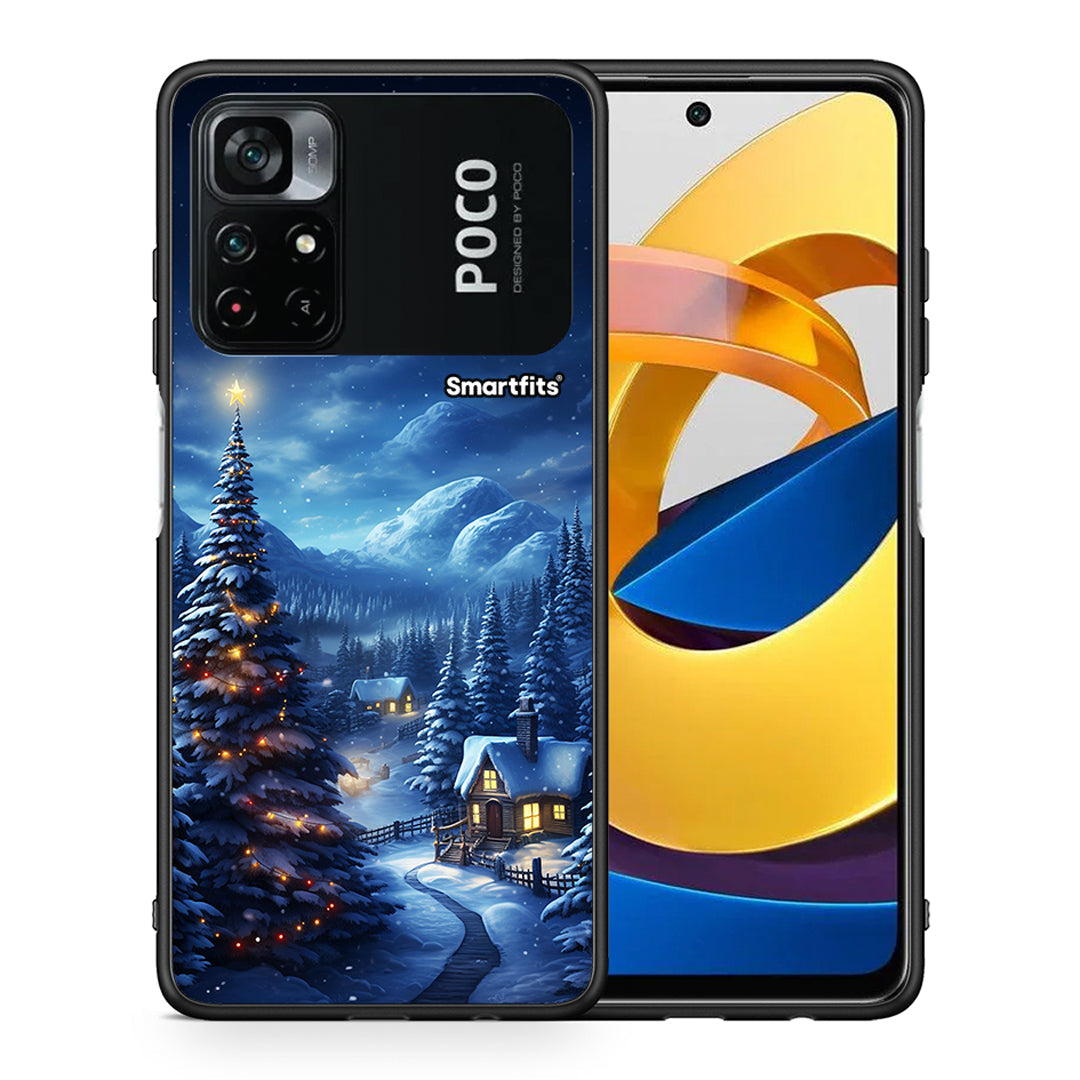 Θήκη Xiaomi Poco M4 Pro 4G Christmas Scenery από τη Smartfits με σχέδιο στο πίσω μέρος και μαύρο περίβλημα | Xiaomi Poco M4 Pro 4G Christmas Scenery case with colorful back and black bezels