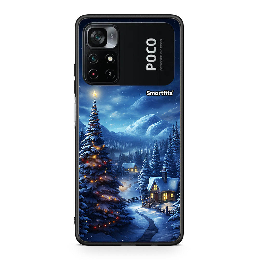 Xiaomi Poco M4 Pro 4G Christmas Scenery θήκη από τη Smartfits με σχέδιο στο πίσω μέρος και μαύρο περίβλημα | Smartphone case with colorful back and black bezels by Smartfits