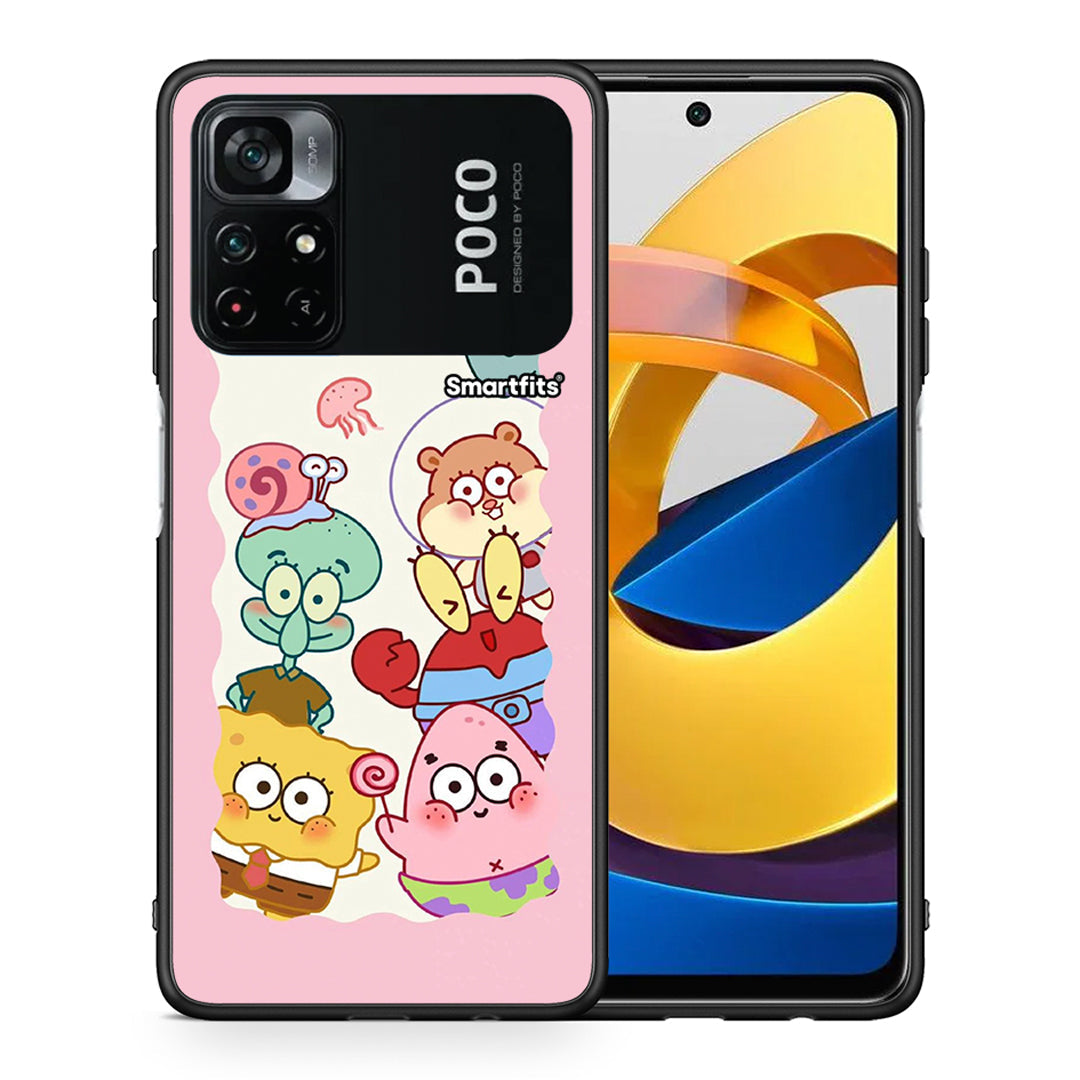 Θήκη Xiaomi Poco M4 Pro 4G Cute Companion από τη Smartfits με σχέδιο στο πίσω μέρος και μαύρο περίβλημα | Xiaomi Poco M4 Pro 4G Cute Companion case with colorful back and black bezels