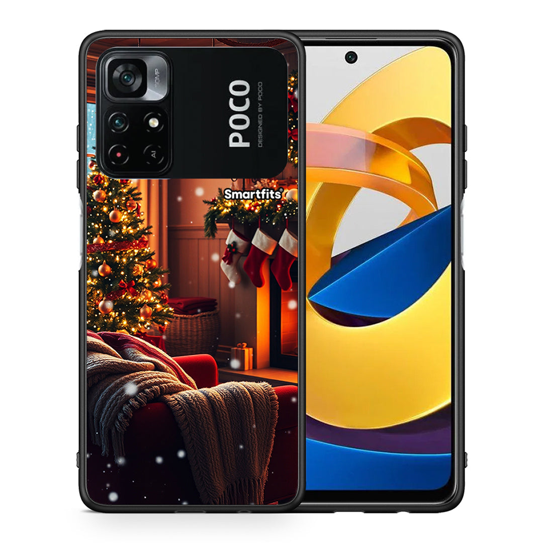 Θήκη Xiaomi Poco M4 Pro 4G Home For Christmas από τη Smartfits με σχέδιο στο πίσω μέρος και μαύρο περίβλημα | Xiaomi Poco M4 Pro 4G Home For Christmas case with colorful back and black bezels