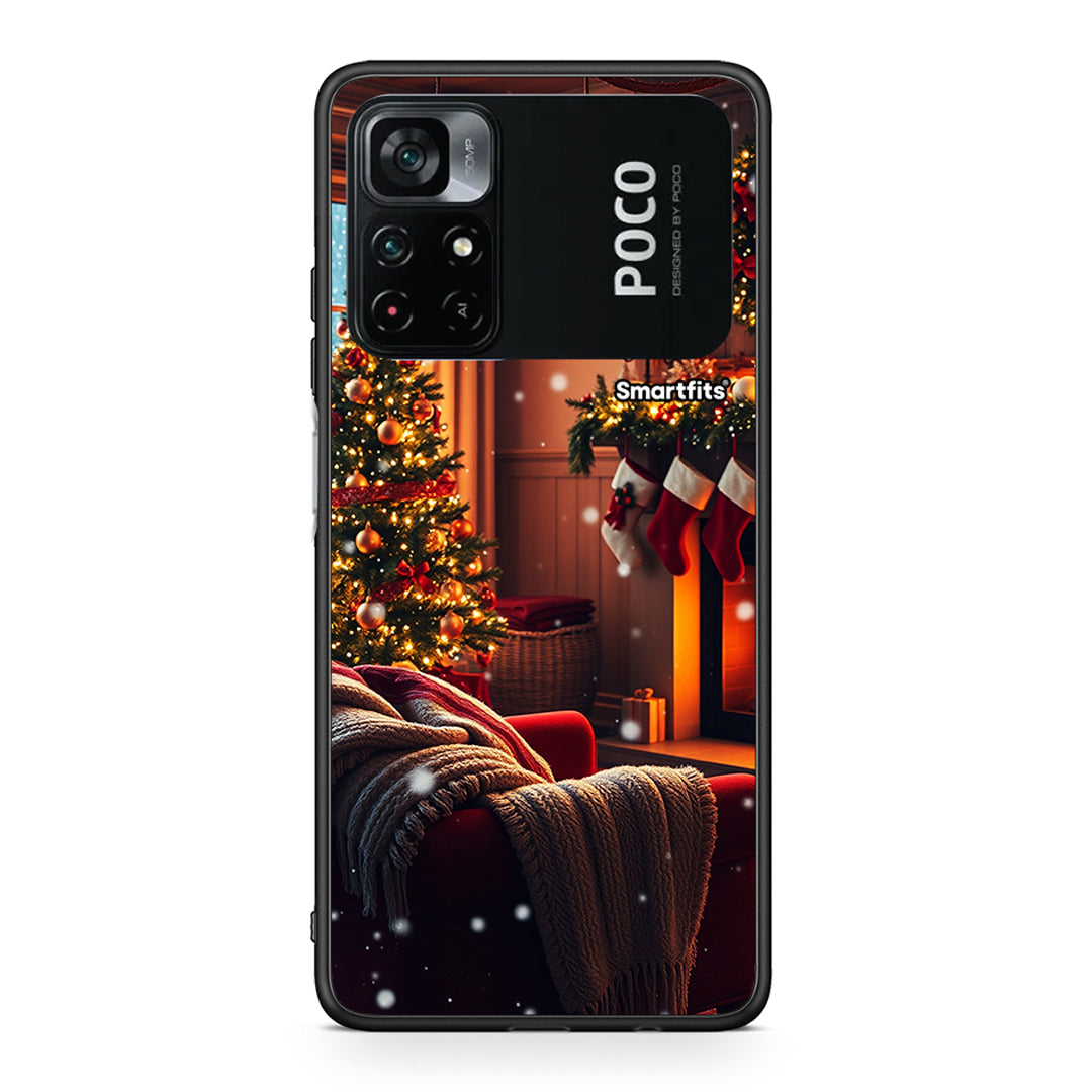 Xiaomi Poco M4 Pro 4G Home For Christmas θήκη από τη Smartfits με σχέδιο στο πίσω μέρος και μαύρο περίβλημα | Smartphone case with colorful back and black bezels by Smartfits