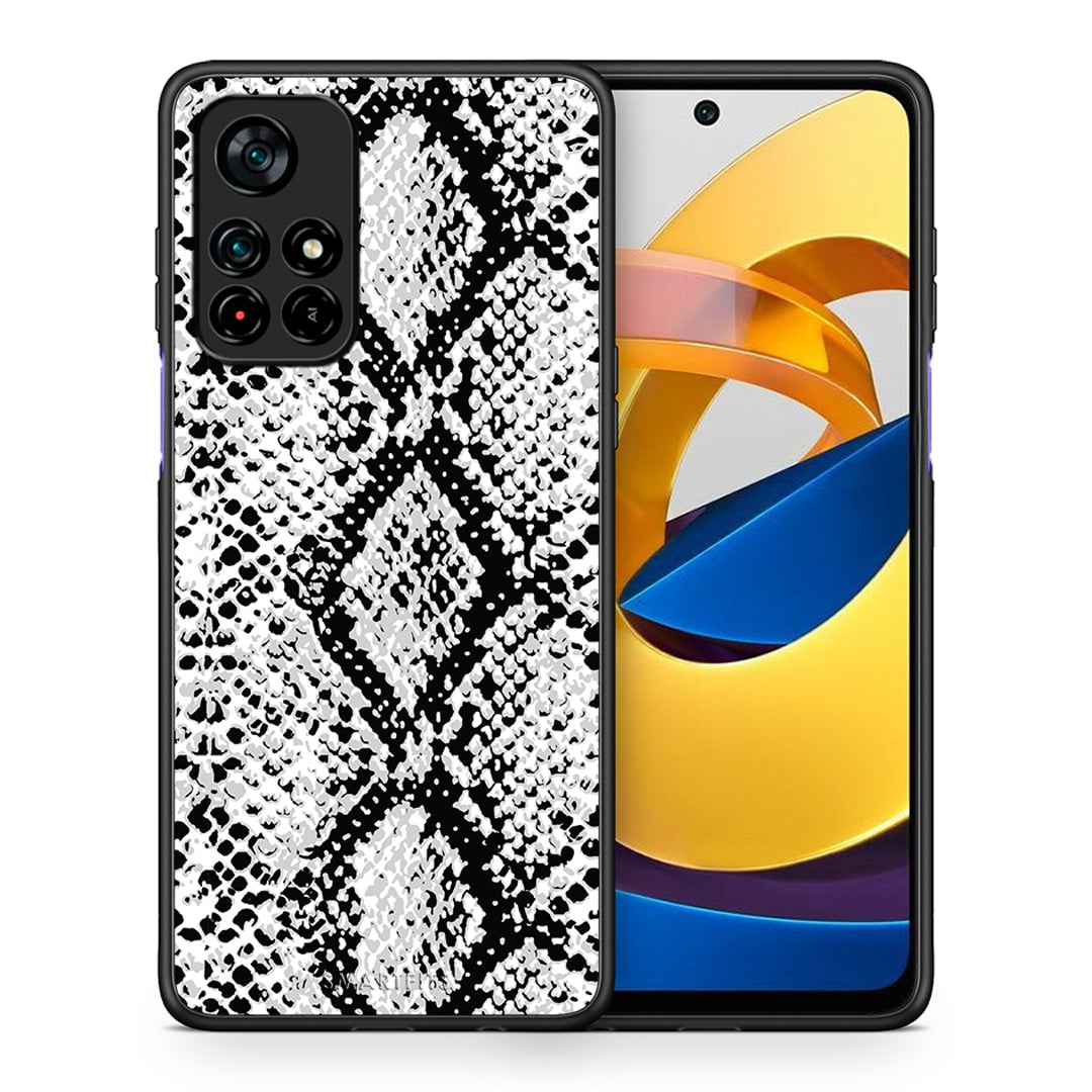 Θήκη Xiaomi Poco M4 Pro 5G White Snake Animal από τη Smartfits με σχέδιο στο πίσω μέρος και μαύρο περίβλημα | Xiaomi Poco M4 Pro 5G White Snake Animal case with colorful back and black bezels