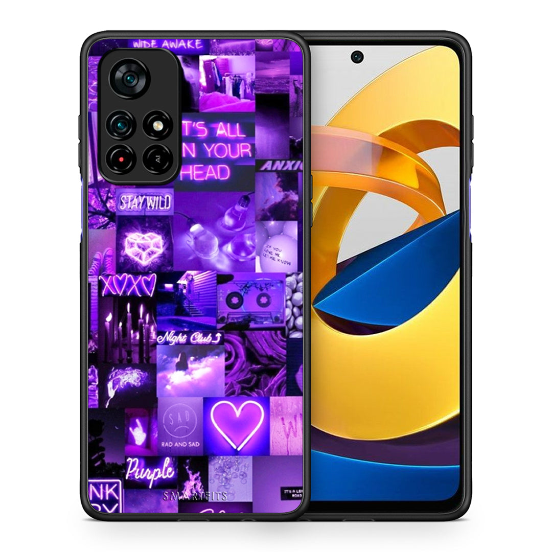 Θήκη Αγίου Βαλεντίνου Xiaomi Poco M4 Pro 5G Collage Stay Wild από τη Smartfits με σχέδιο στο πίσω μέρος και μαύρο περίβλημα | Xiaomi Poco M4 Pro 5G Collage Stay Wild case with colorful back and black bezels