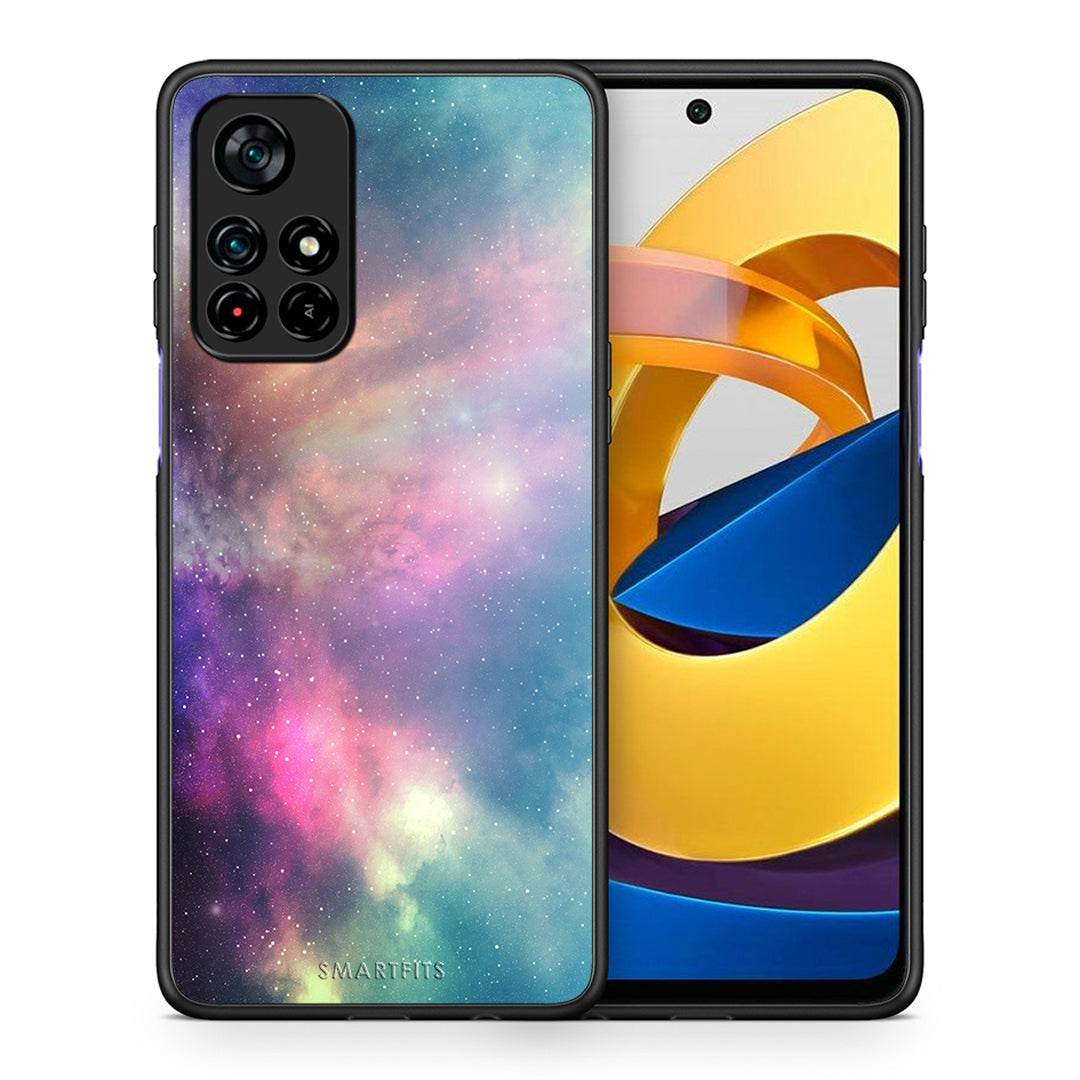 Θήκη Xiaomi Poco M4 Pro 5G Rainbow Galaxy από τη Smartfits με σχέδιο στο πίσω μέρος και μαύρο περίβλημα | Xiaomi Poco M4 Pro 5G Rainbow Galaxy case with colorful back and black bezels