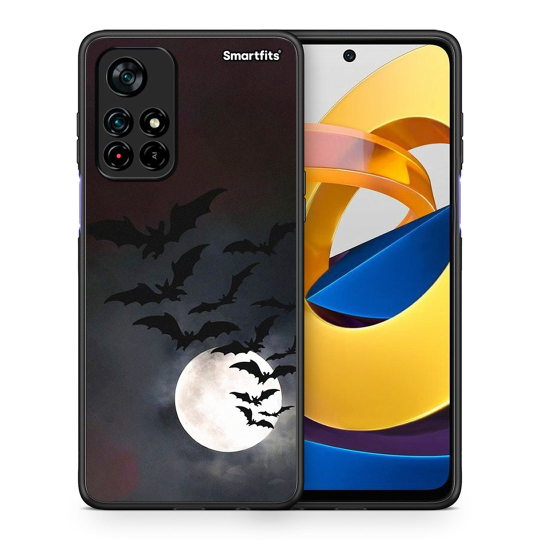 Θήκη Xiaomi Poco M4 Pro 5G Halloween Bat Night από τη Smartfits με σχέδιο στο πίσω μέρος και μαύρο περίβλημα | Xiaomi Poco M4 Pro 5G Halloween Bat Night case with colorful back and black bezels