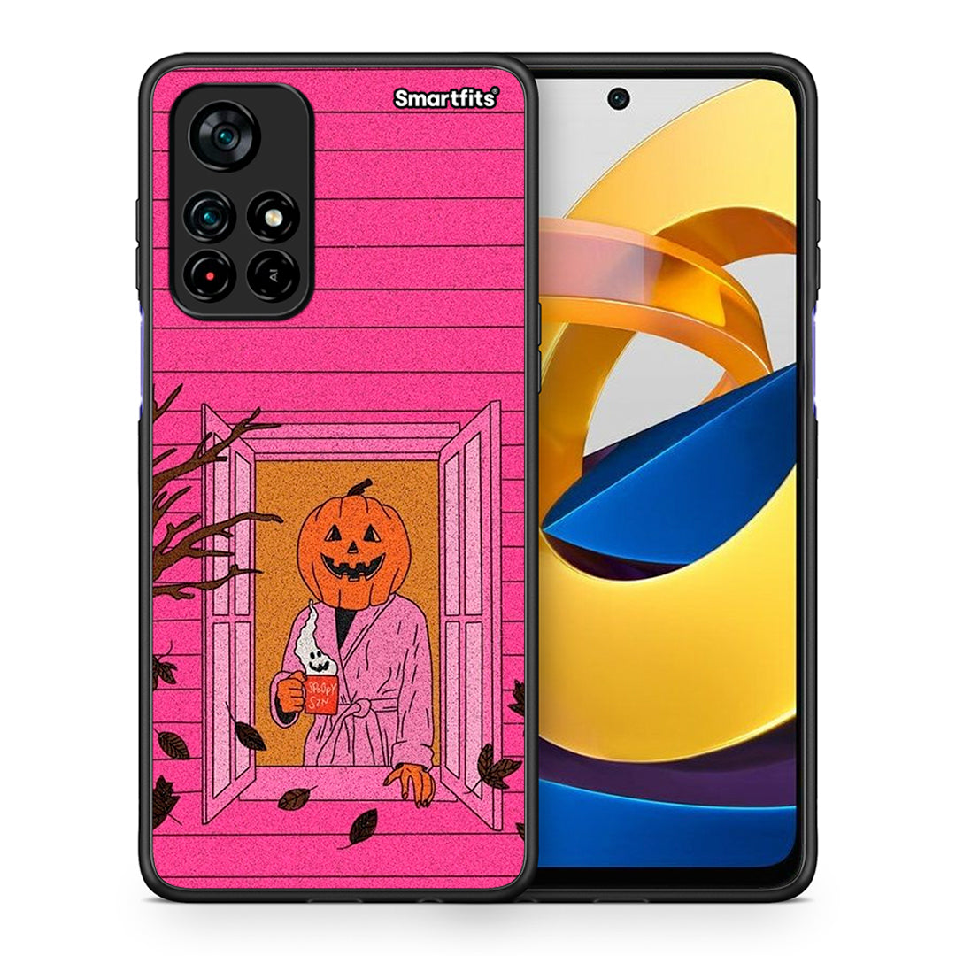 Θήκη Xiaomi Poco M4 Pro 5G Halloween Pumpkin Lady από τη Smartfits με σχέδιο στο πίσω μέρος και μαύρο περίβλημα | Xiaomi Poco M4 Pro 5G Halloween Pumpkin Lady case with colorful back and black bezels