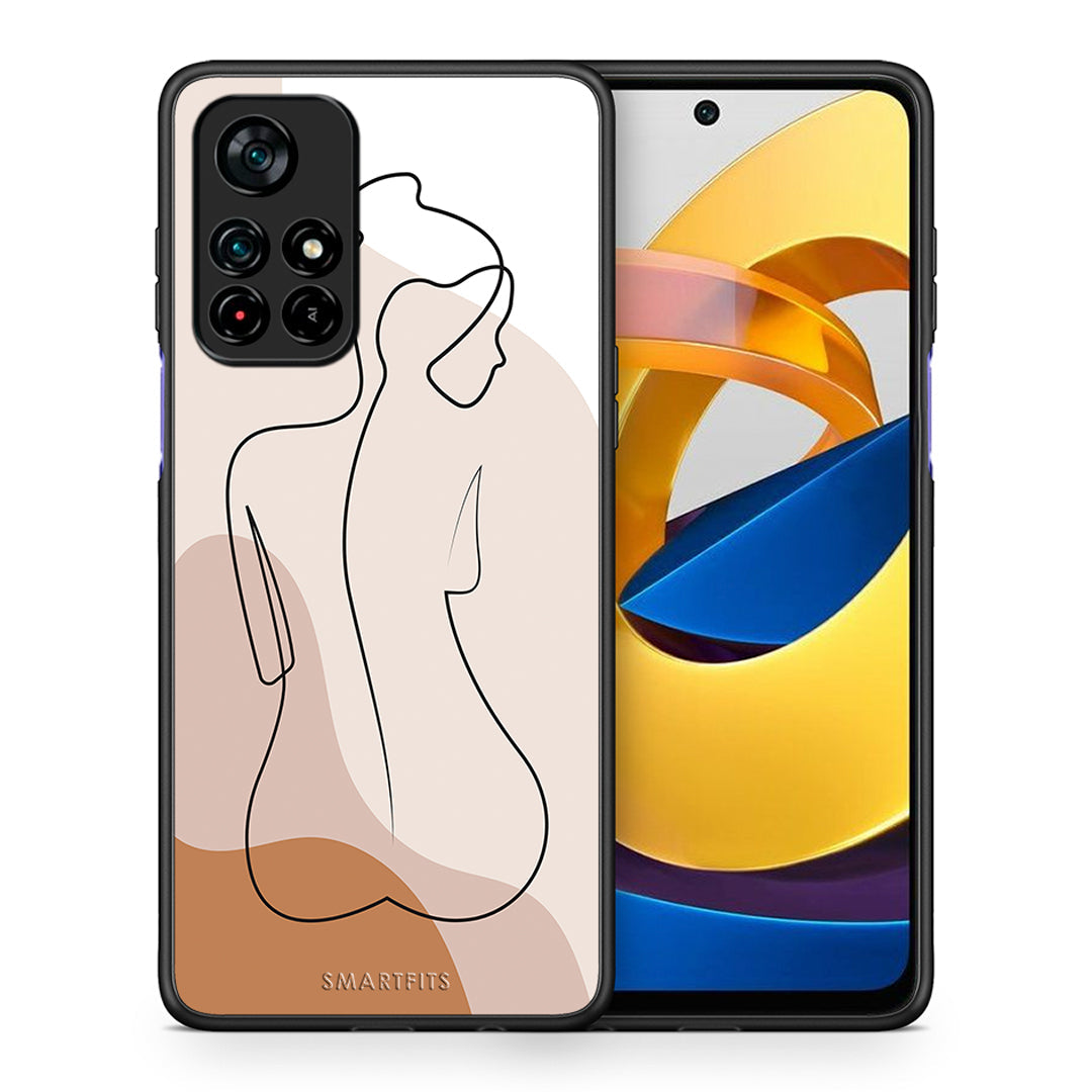 Θήκη Xiaomi Poco M4 Pro 5G LineArt Woman από τη Smartfits με σχέδιο στο πίσω μέρος και μαύρο περίβλημα | Xiaomi Poco M4 Pro 5G LineArt Woman case with colorful back and black bezels